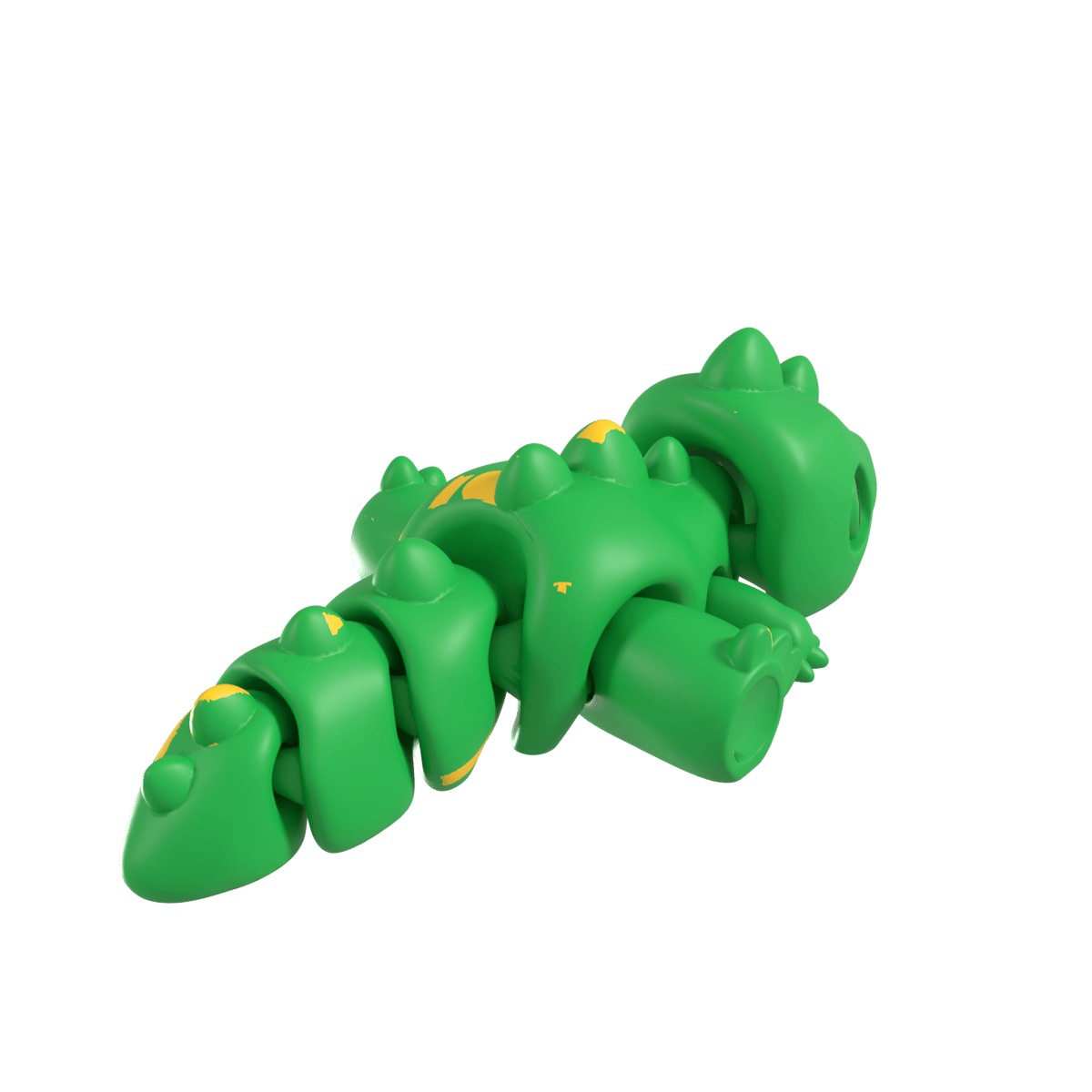 A green 3D-printed T-Rex figure